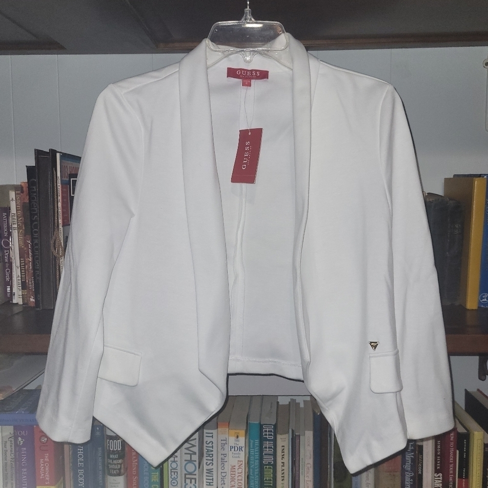NWT Guess white jacket with gold zipper accents. Women's medium